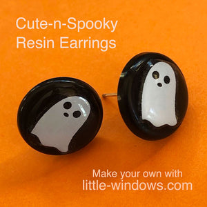 resin earrings with stickers black and white