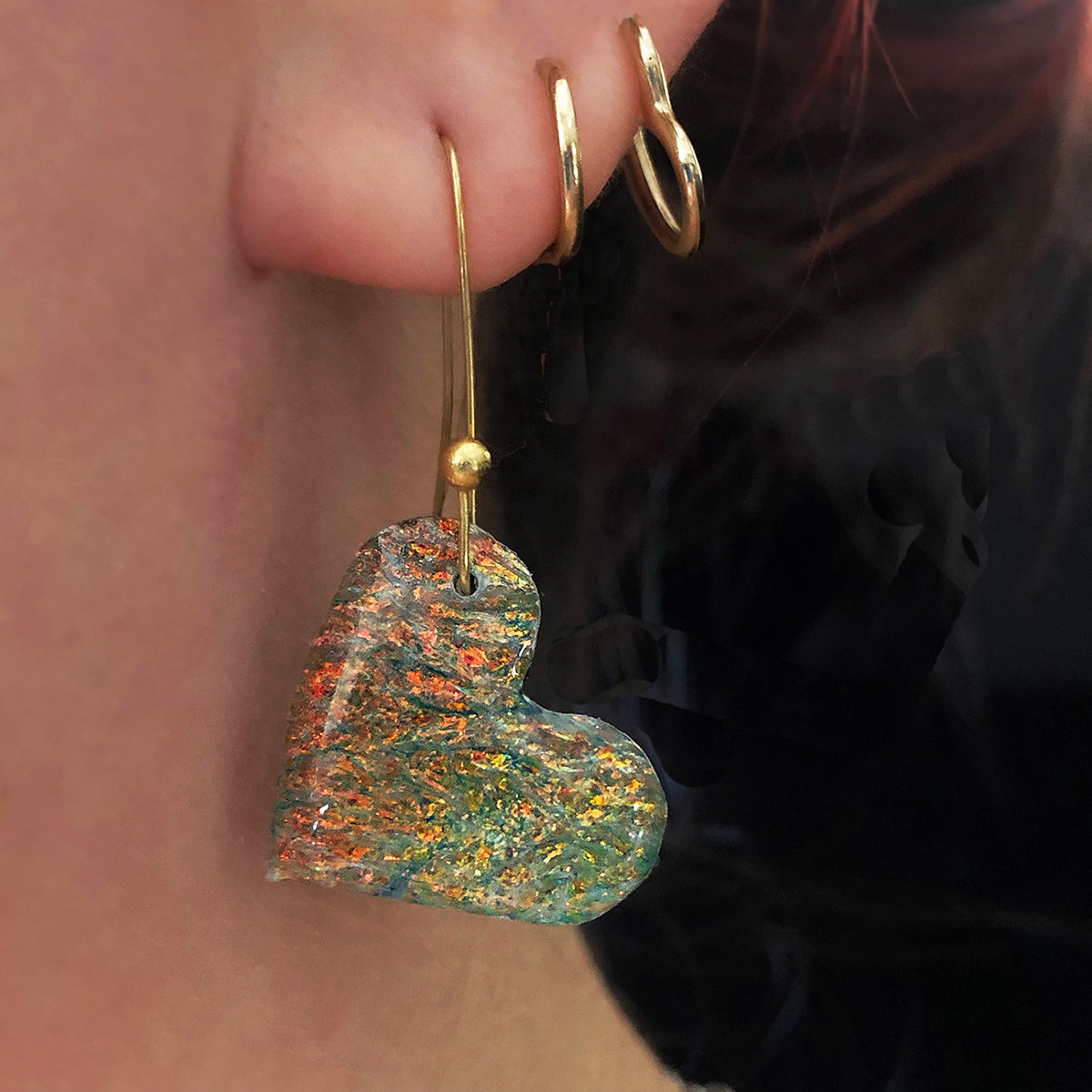 resin heart earring