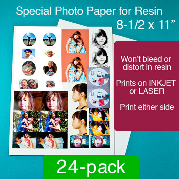 OUT OF STOCK UNTIL 5/31 Special Photo Paper for Resin  8-1/2 x 11"  (24-pack)