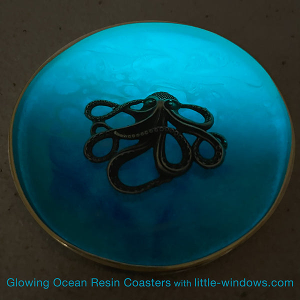 Glowing Ocean Resin Coaster and Casting
