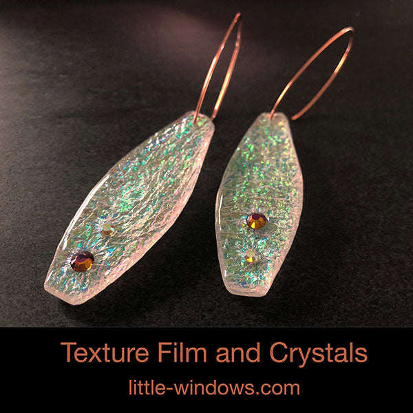 Texture Film Resin Earrings with Crystals