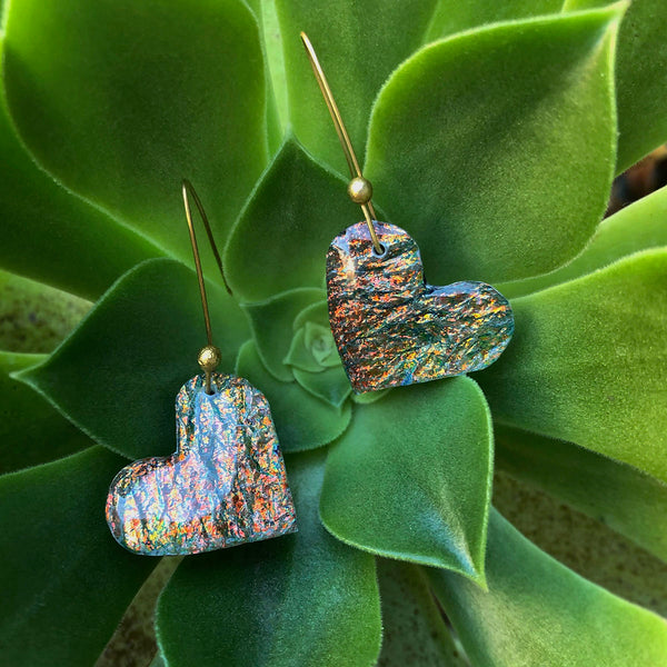 Texture Film Heart Earrings