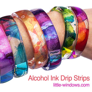 resin and alcohol inks in bangle bracelets