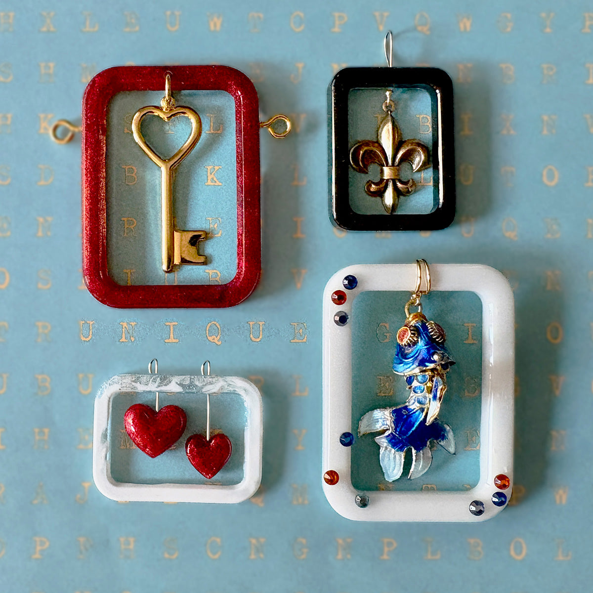 resin jewelry frames with charms rectangle molds