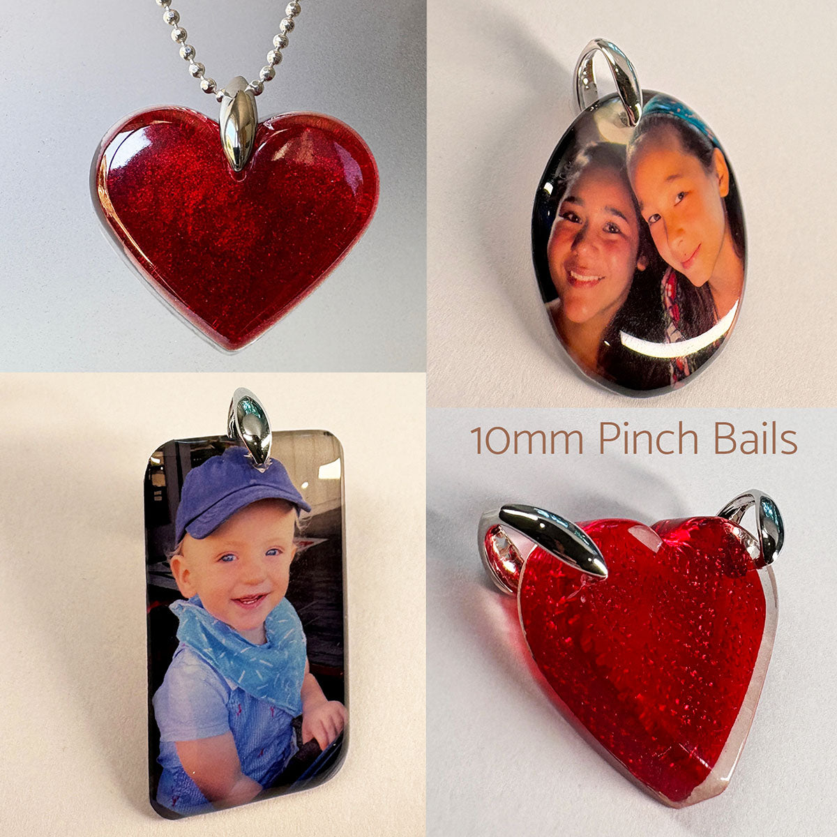 resin jewelry with pinch bails