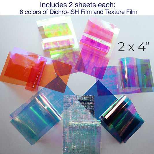 rainbow array of dichroic films for resin crafting