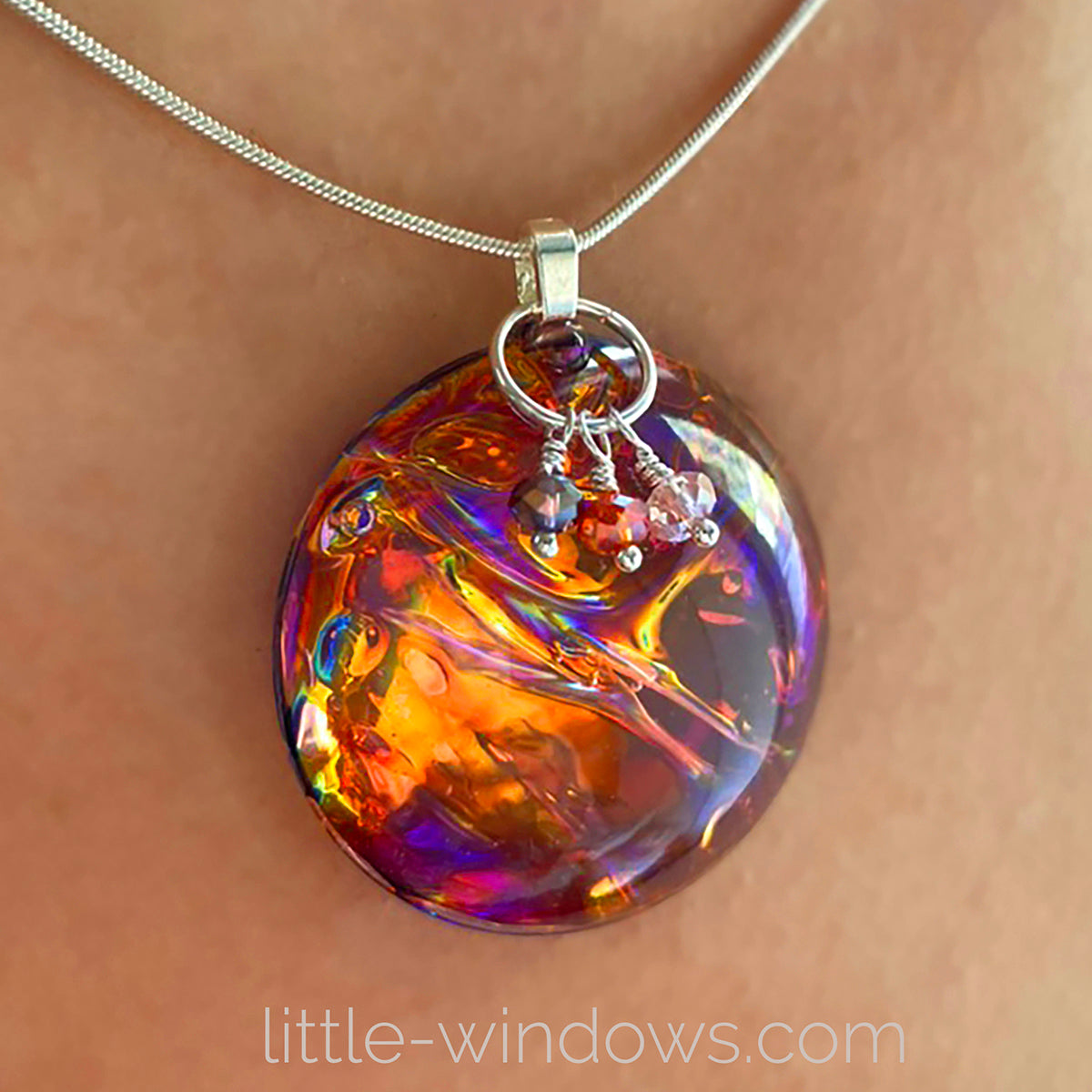 resin mold necklace dichro ish film fused