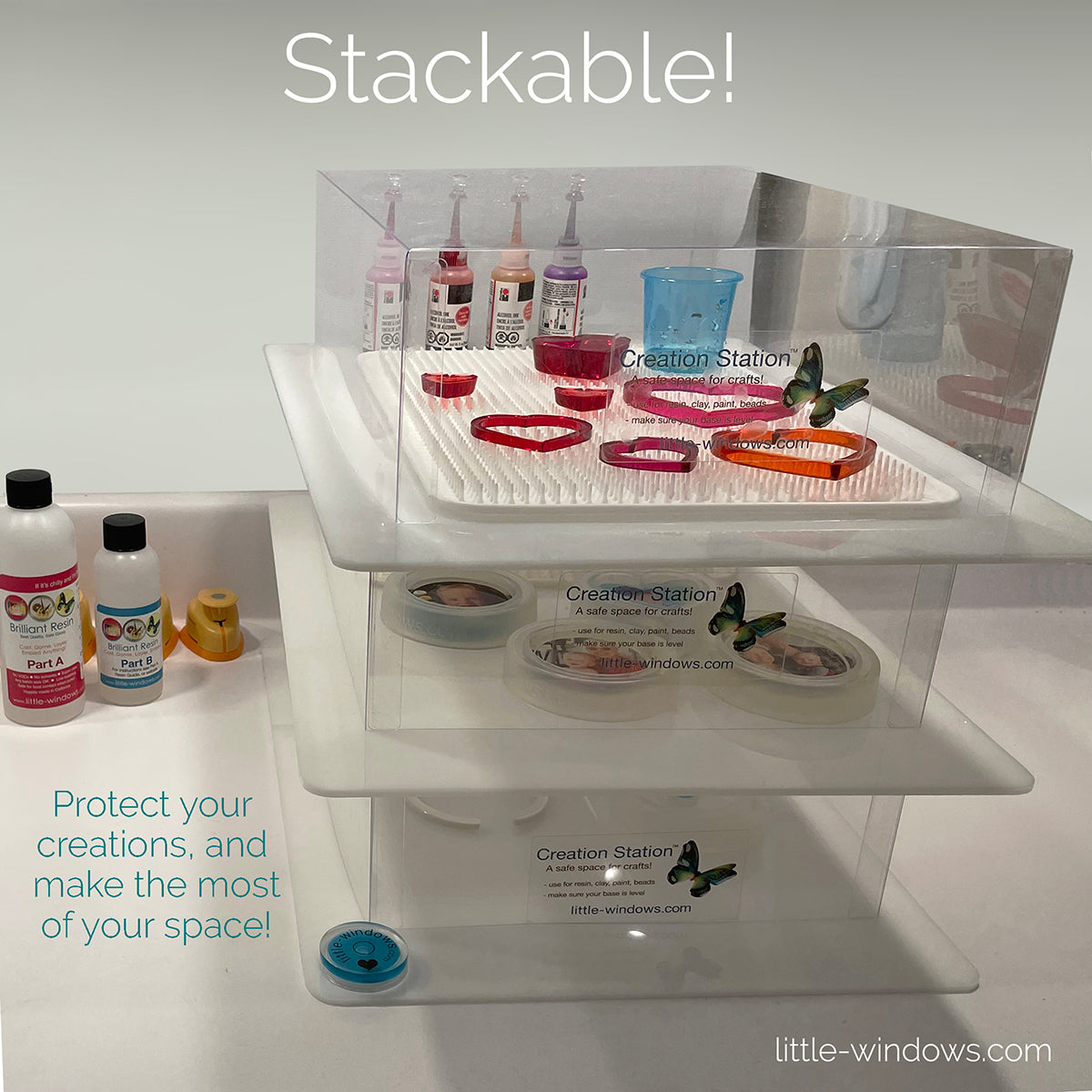 Creation Station for resin crafting and jewelry making - STACKABLE! –  Little Windows Brilliant Resin and Supplies