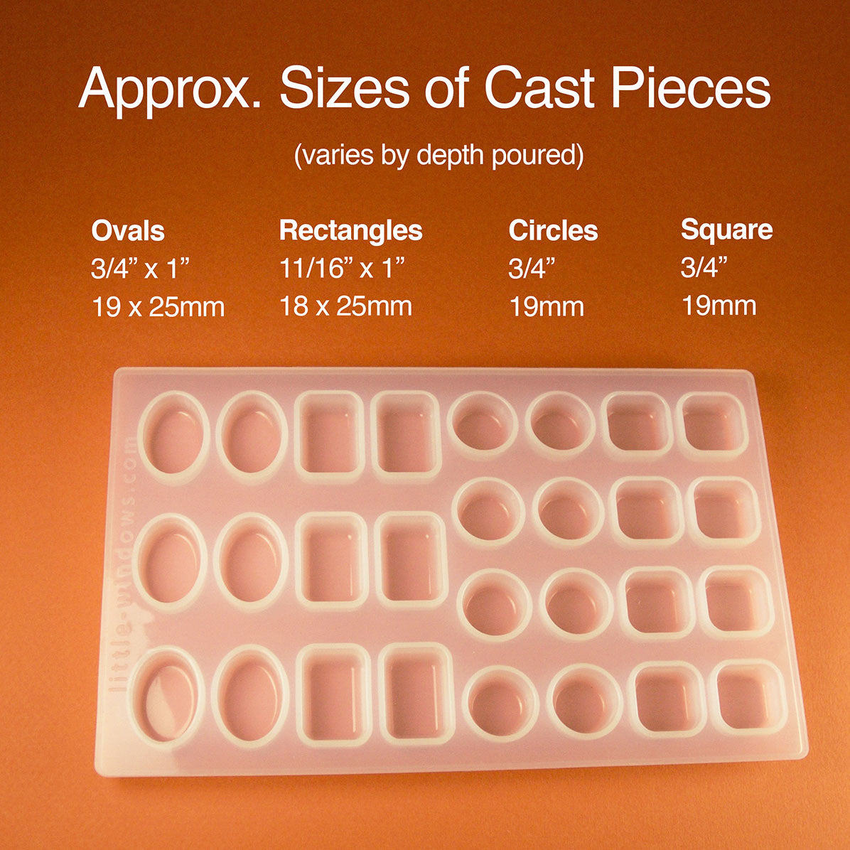 Medium Resin Mold Set, silicone with cropping template (stencil